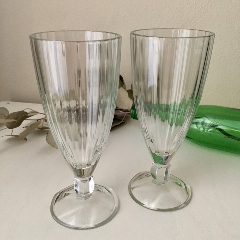 LP Vintage Regency Style Vertical Ridge Dessert Parfait Sundae Glasses